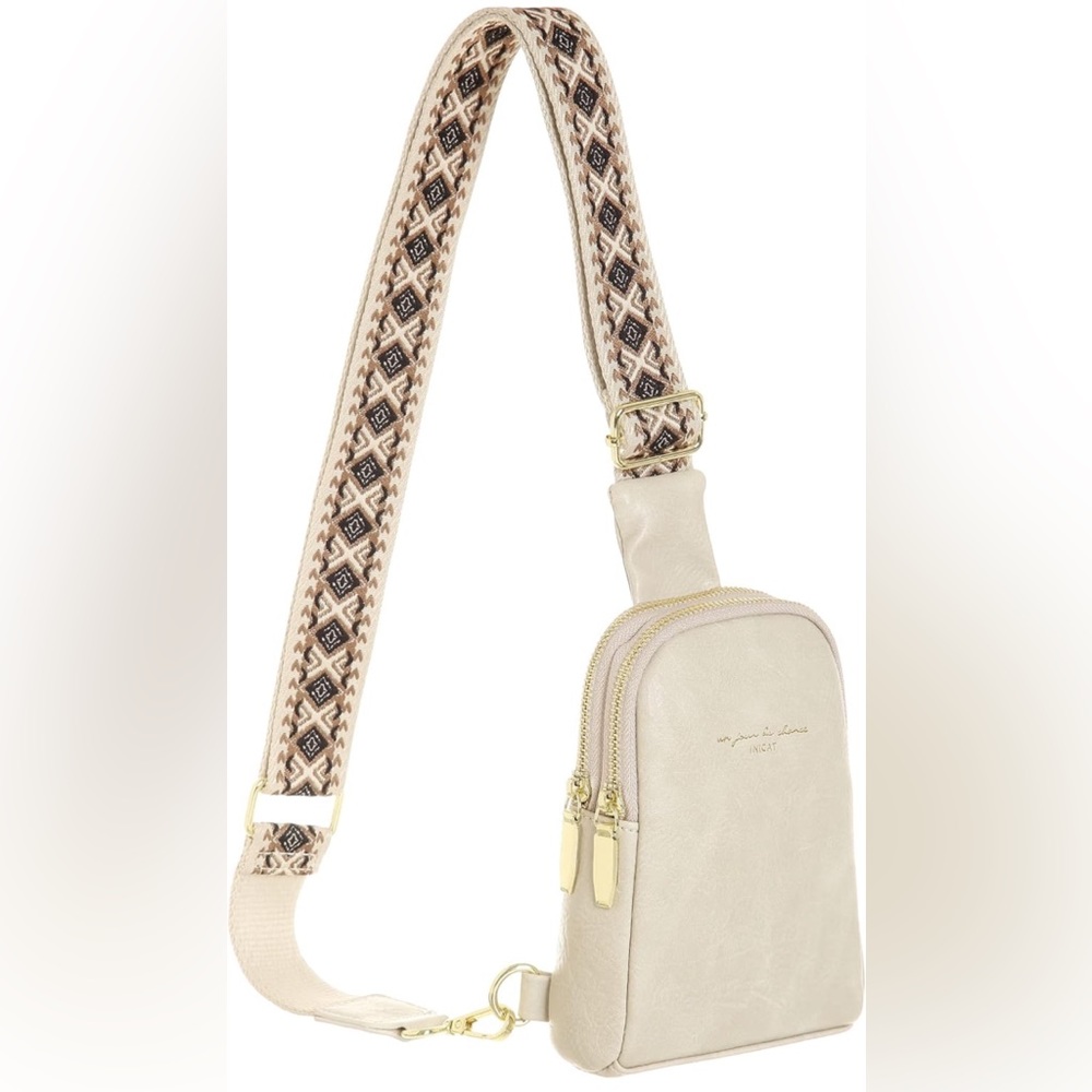 INICAT Small Sling Bag Fanny Packs Crossbody Bags in Apricot